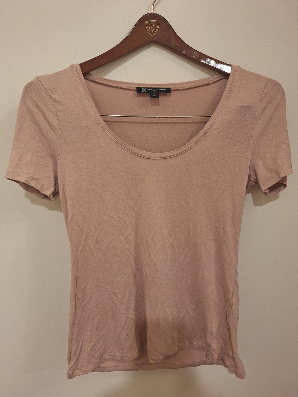 INC International Concepts Women's Scoop Neck Short Sleeve Top - Blush